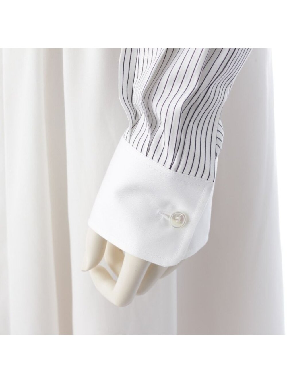Celine Cotton Triomphe Embroidery Long Sleeve Striped Cropped Shirt Top White 38 - Picture 7 of 10